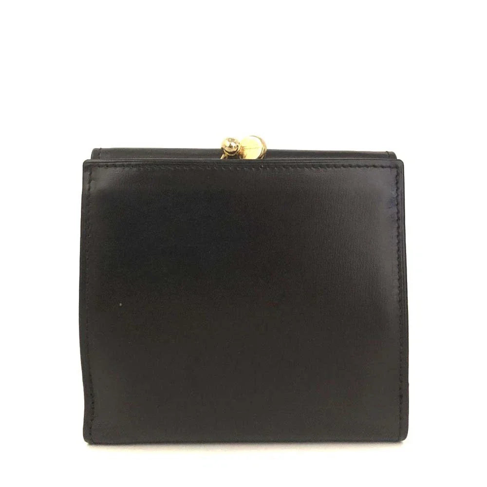 Salvatore Ferragamo Vara Leather Trifold Wallet Black