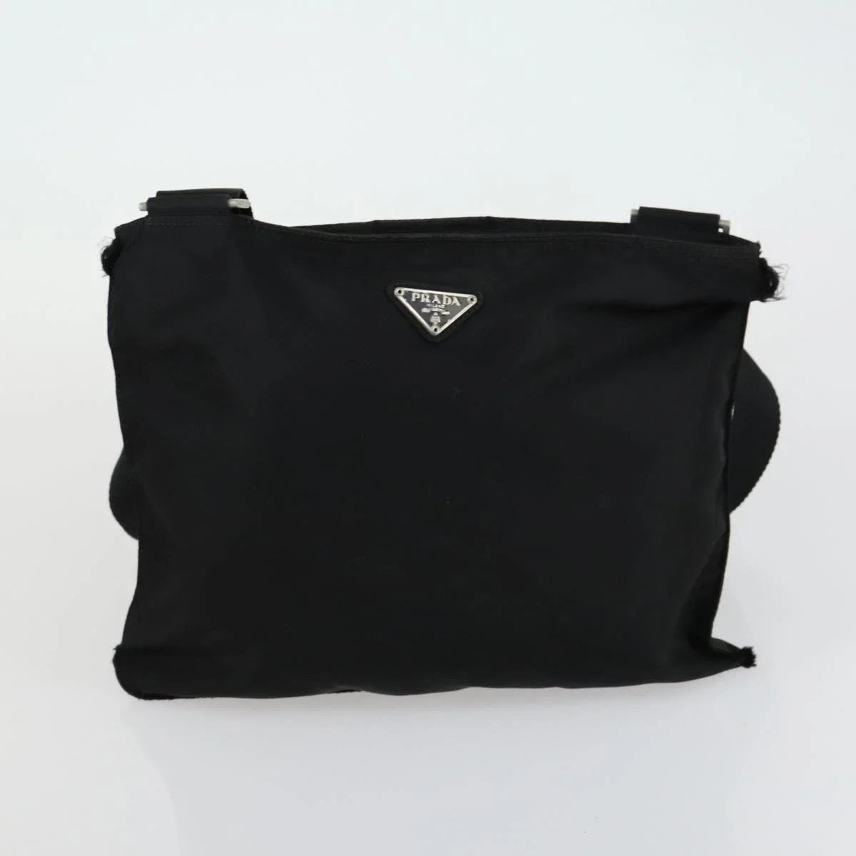 $1390 Prada Black Tessuto Nylon Crossbody / Flat Messenger Bag