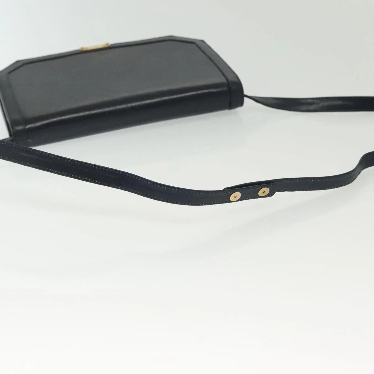 $1200 Salvatore Ferragamo Navy Leather Crossbody Flap Messenger Bag Gold Hardware