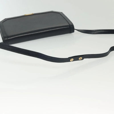 $1200 Salvatore Ferragamo Navy Leather Crossbody Flap Messenger Bag Gold Hardware