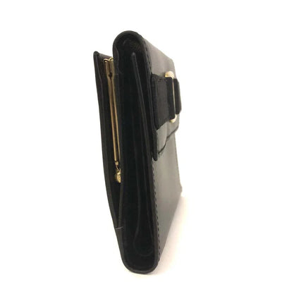 Salvatore Ferragamo Vara Leather Trifold Wallet Black
