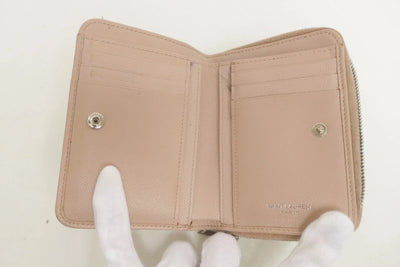 YSL Saint Laurent Leather V stitch Zip Around Compact Wallet