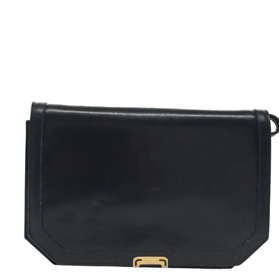 $1200 Salvatore Ferragamo Navy Leather Crossbody Flap Messenger Bag Gold Hardware