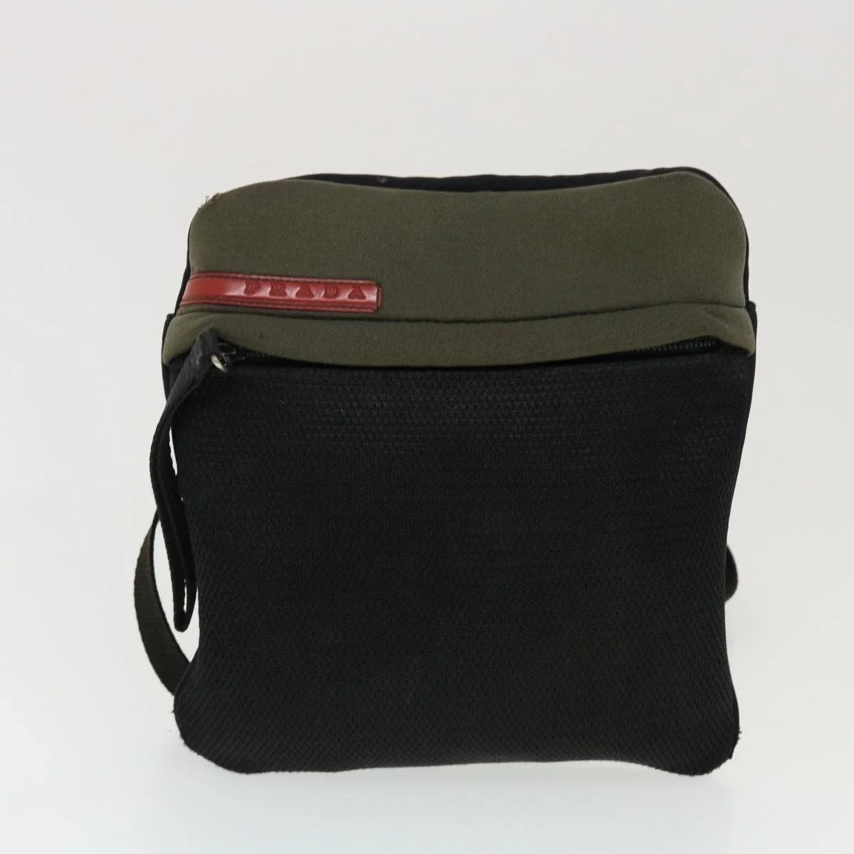 $850 Prada Sport Bicolor Neoprene Messenger Bag Green Black