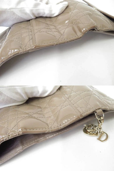 Christian DIOR Cannage Patent Leather Trifold Compact Wallet