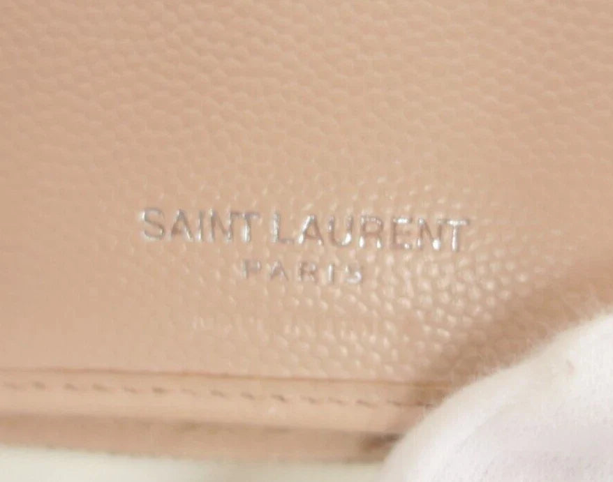 YSL Saint Laurent Leather V stitch Zip Around Compact Wallet