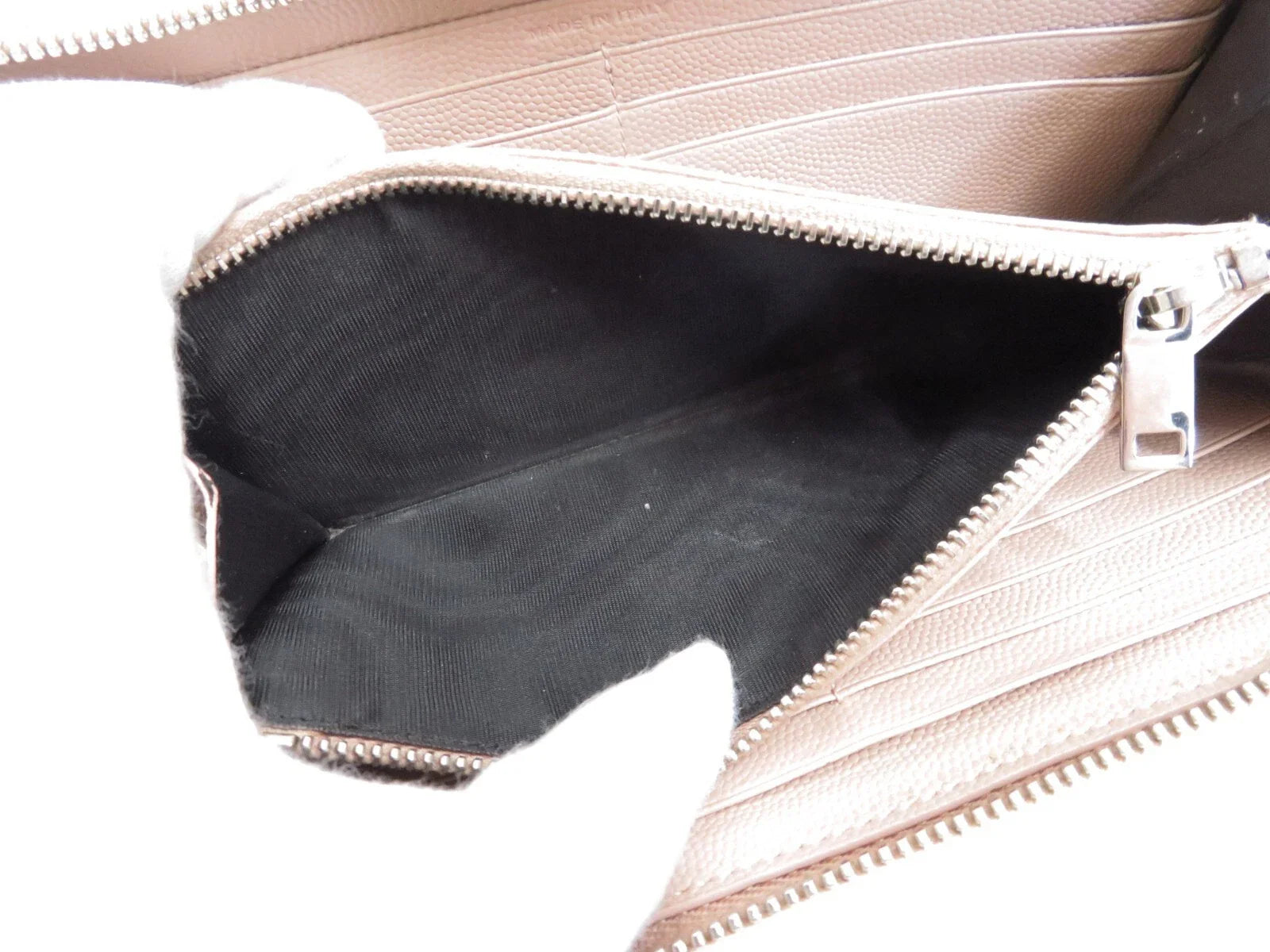 YSL Saint Laurent Leather V stitch Zip Around Long Wallet