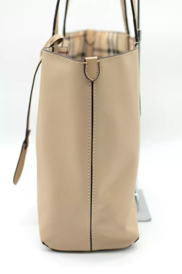 PRE-ORDER  Burberry  Grainy Calfskin Haymarket Check Medium Reversible Tote Camel