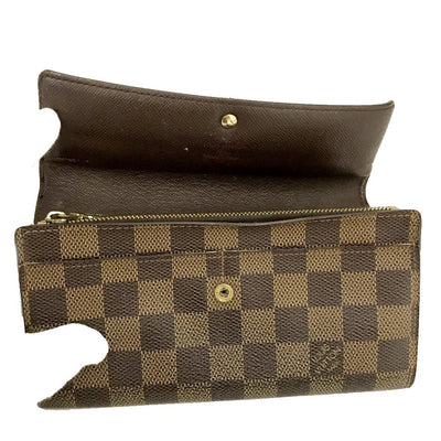 Louis Vuitton Damier Porte Feuille Sarah Long Bifold Wallet Brown CA0094