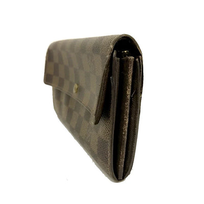 Louis Vuitton Damier Porte Feuille Sarah Long Bifold Wallet Brown CA0094