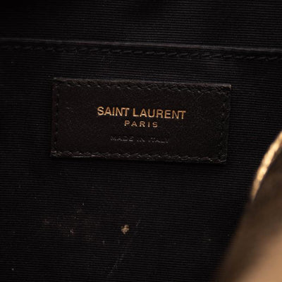 USED Saint Laurent Monogram Lou Camera Lame Small Olive Calfskin Gold Leather Shoulder Bag