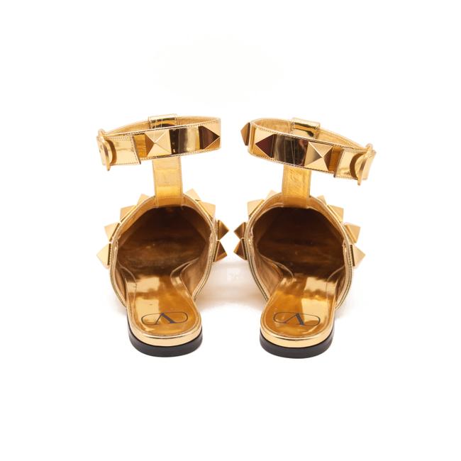 NEW Valentino Gold Roman Ankle Strap Pointed Toe Brass Eu38.5 Flats