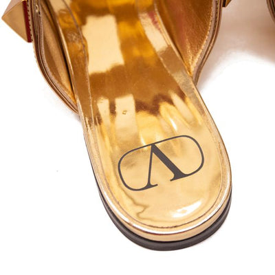 NEW Valentino Gold Roman Ankle Strap Pointed Toe Brass Eu38.5 Flats