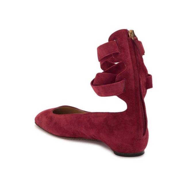 Valentino Red Suede Ankle Wrap Ballet Rubino Flats US 8.5