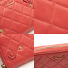 Chanel Lambskin Quilted Camellia Zip Around Wristlet Wallet Pink