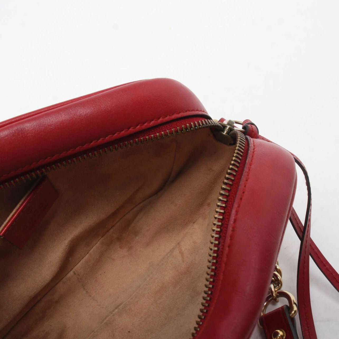 Gucci Calfskin Matelasse Mini GG Marmont Chain Shoulder Bag Hibiscus Red