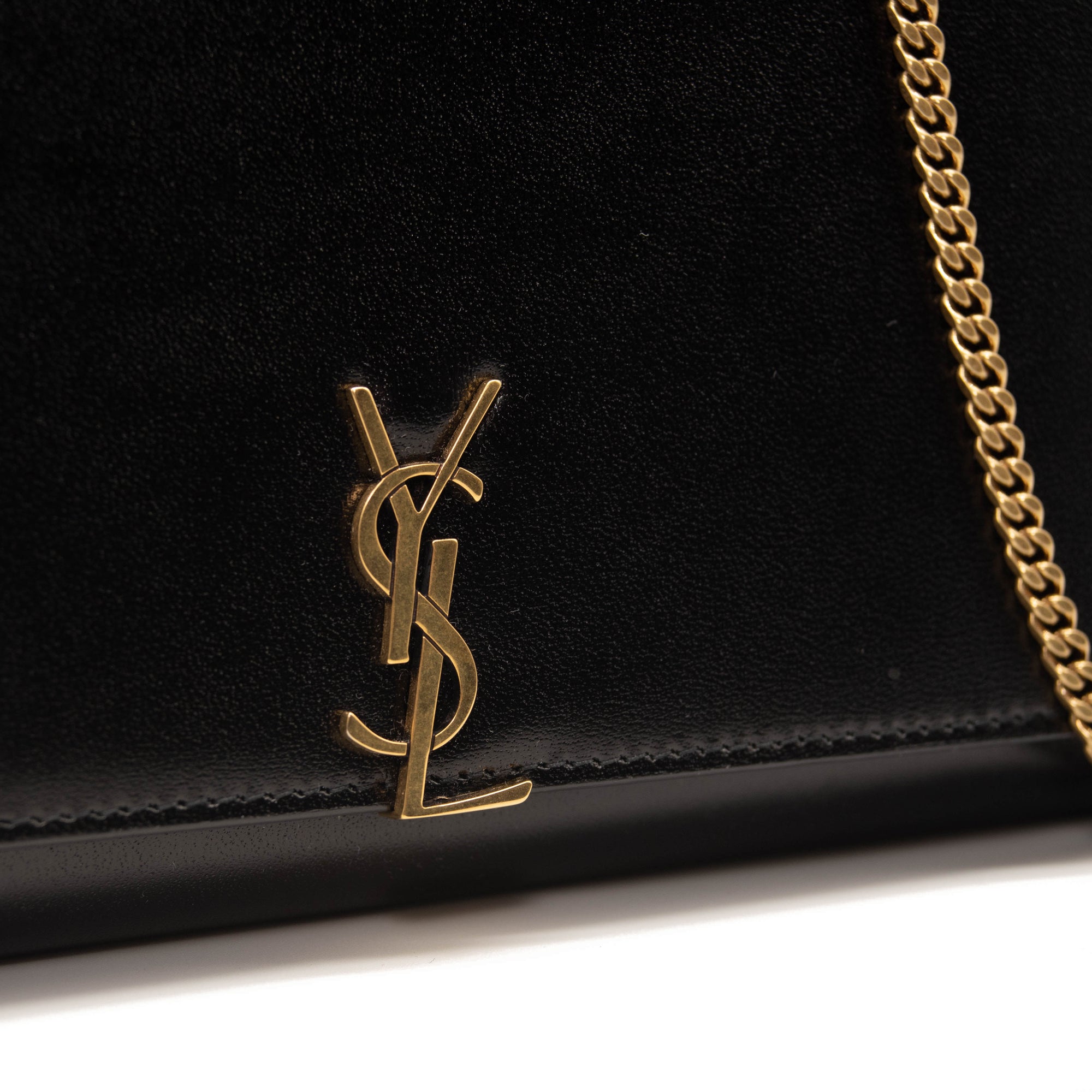 Saint Laurent Le Monogram YSL Glossy Wallet on Crossbody Chain Black G -  MyDesignerly