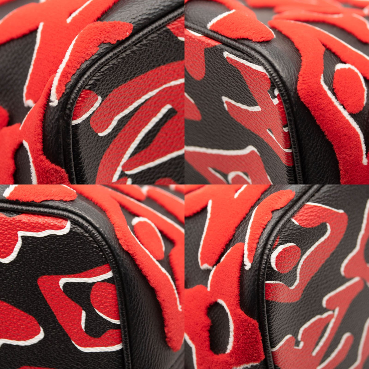 LOUIS VUITTON X UF Tufted Monogram Neverfull MM in Black and Red Tote