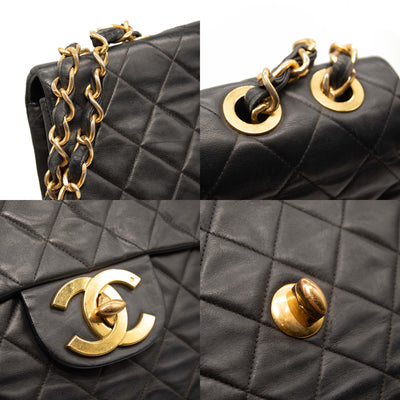 Chanel Vintage Black Quilted Lambskin Jumbo XL Single Flap Gold