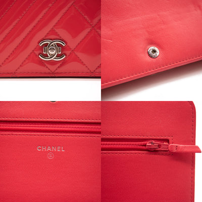 Chanel Quilted Coco Boy Wallet On Chain WOC Patent Leather Pink