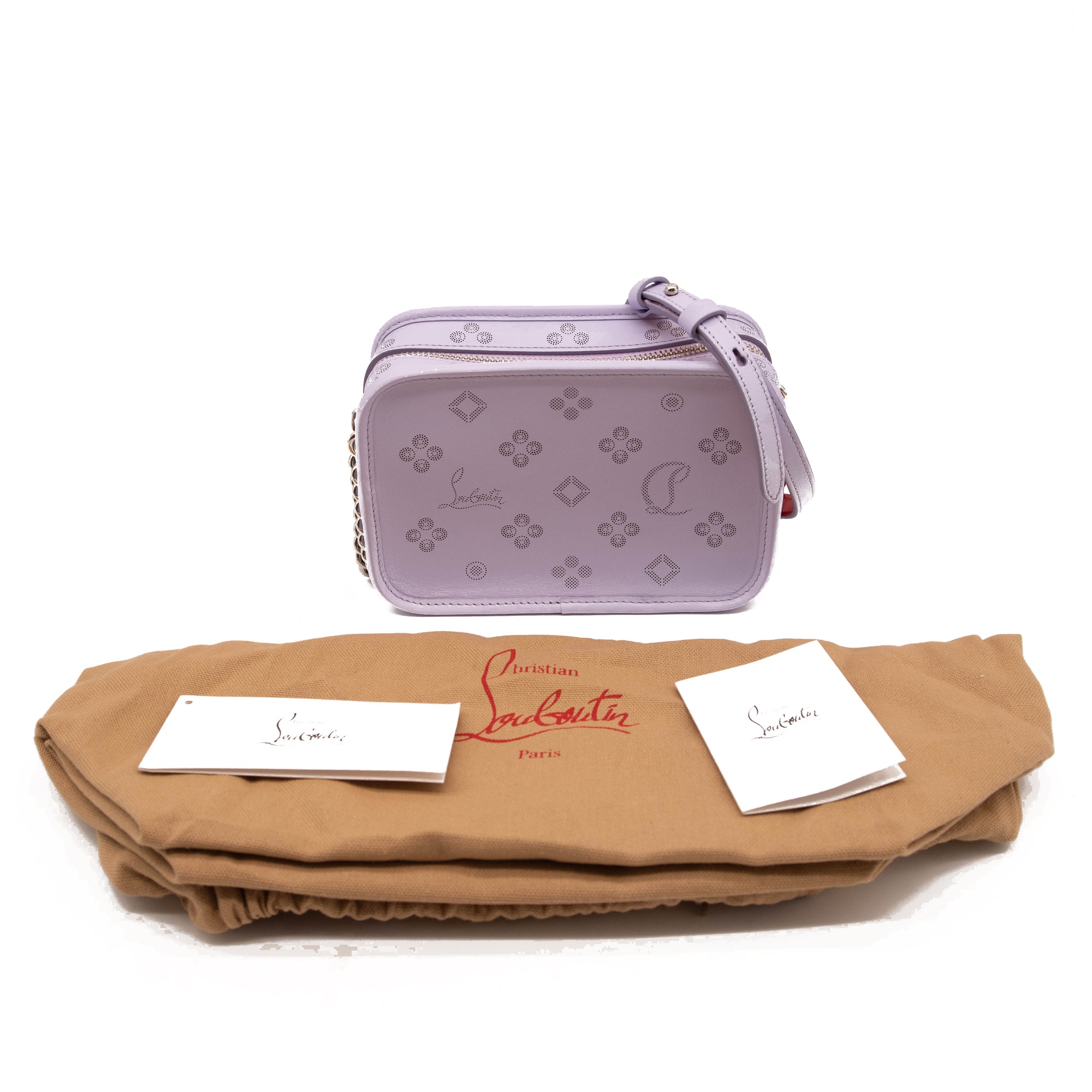 Christian Louboutin Radioloubi Small Leather Crossbody Bag Lilac Perforated