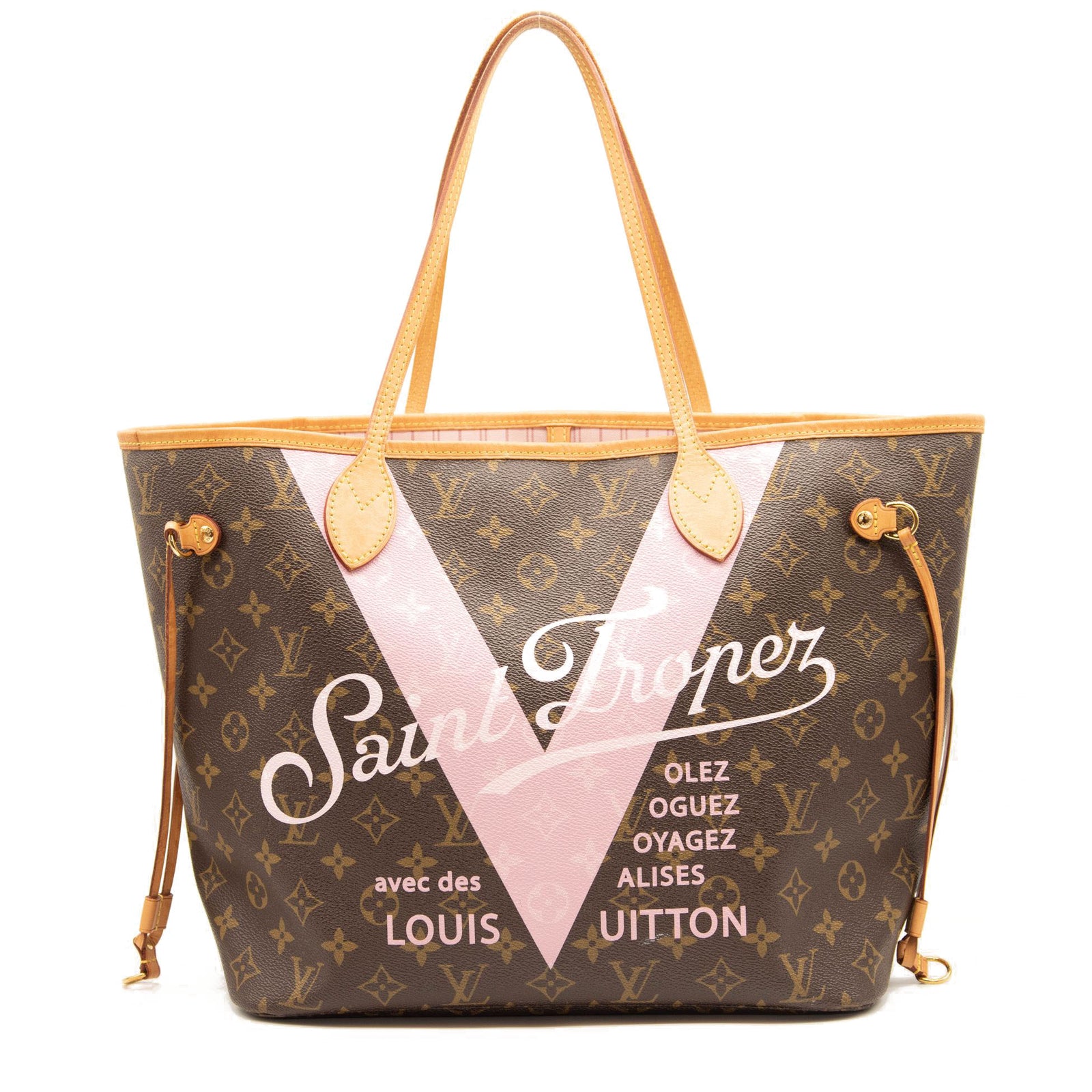 LOUIS VUITTON Monogram Saint Tropez V Neverfull MM in Rose Ballerine