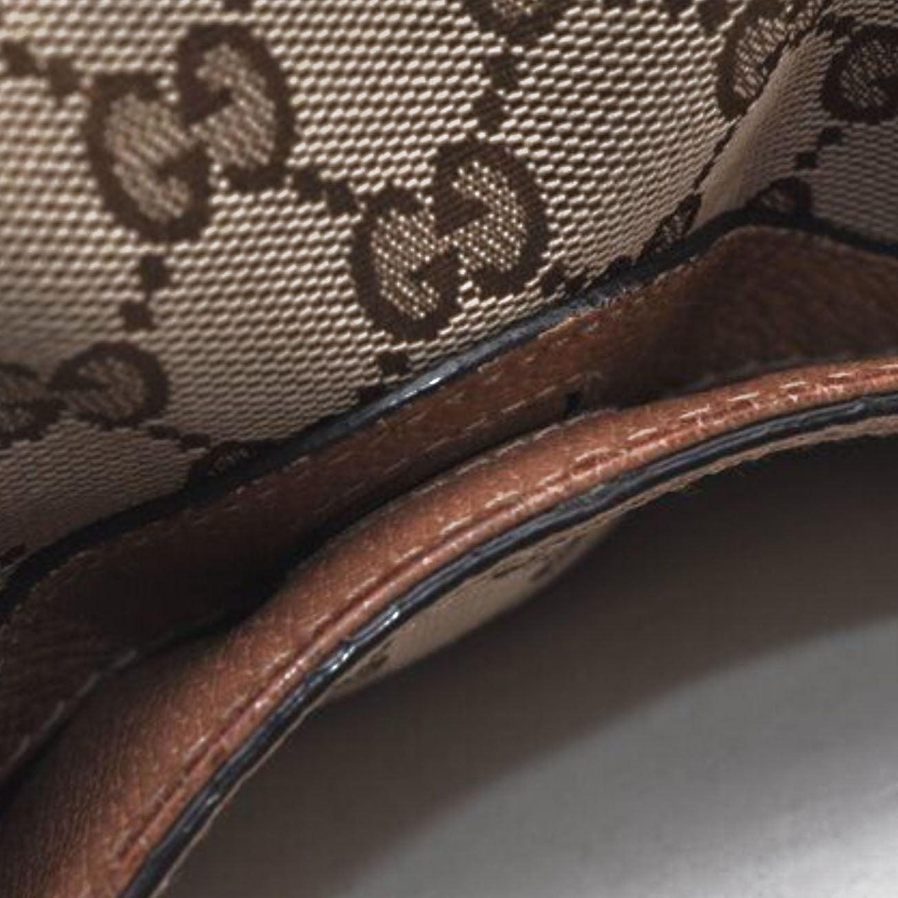 GUCCI Monogram Textured Calfskin Medium Bree Foldover Tote Beige Ebony Nocciola