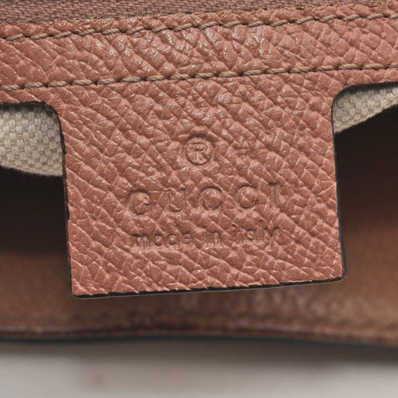 GUCCI Monogram Textured Calfskin Medium Bree Foldover Tote Beige Ebony Nocciola