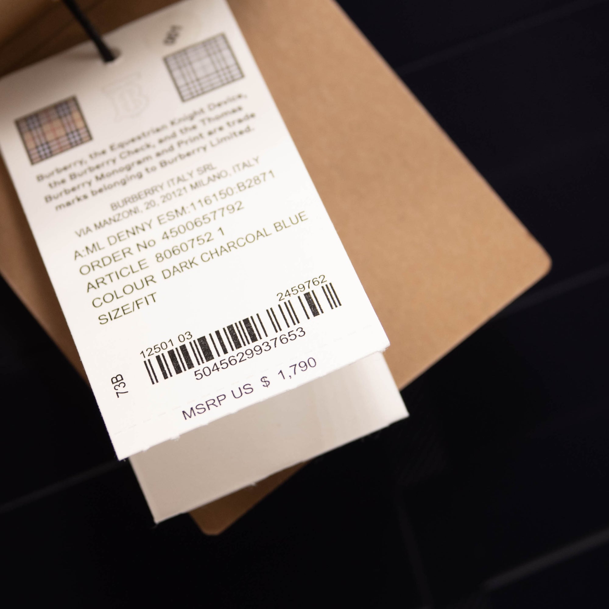 Burberry Denny Embossed Check Leather Tote Blue Patent