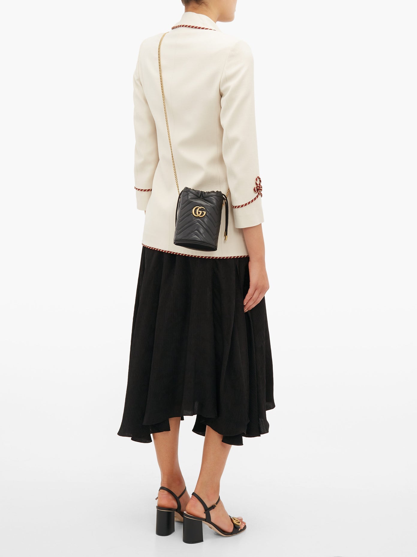 GUCCI GG Marmont Leather Bucket Bag Black