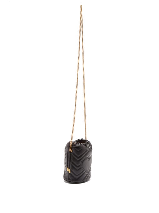 GUCCI GG Marmont Leather Bucket Bag Black