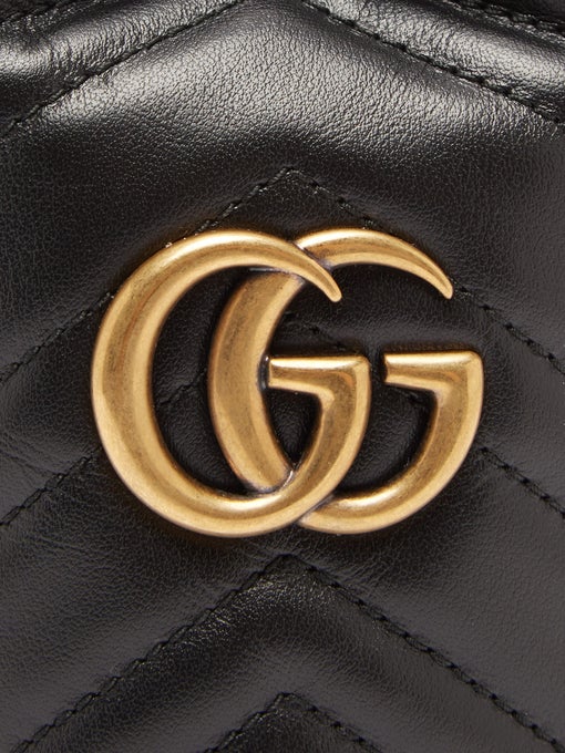 GUCCI GG Marmont Leather Bucket Bag Black