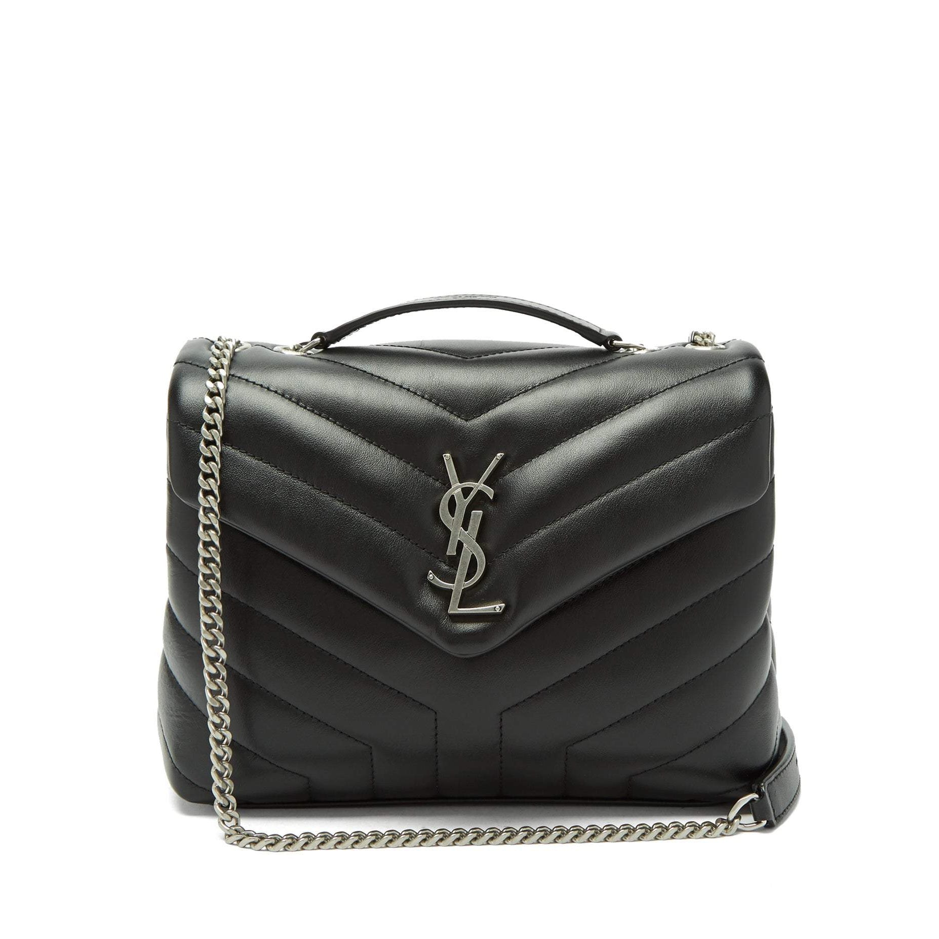 SAINT LAURENT Black Loulou Small Monogram Quilted Shoulder Bag