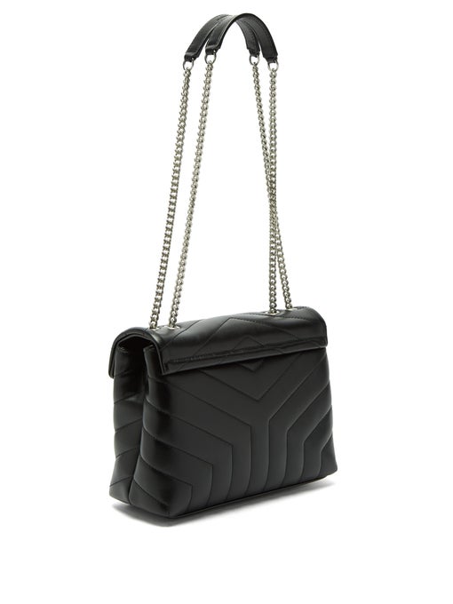 SAINT LAURENT Black Loulou Small Monogram Quilted Shoulder Bag