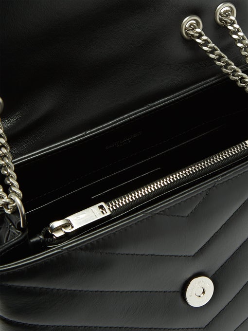 SAINT LAURENT Black Loulou Small Monogram Quilted Shoulder Bag