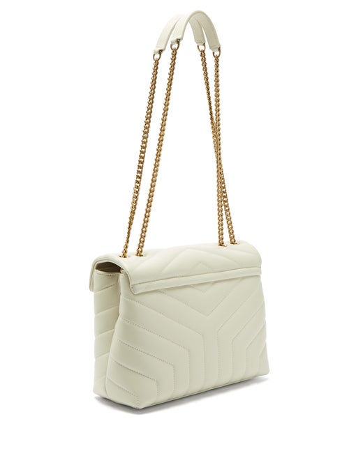 Saint Laurent Small Loulou Monogram Quilted Leather Crossbody White