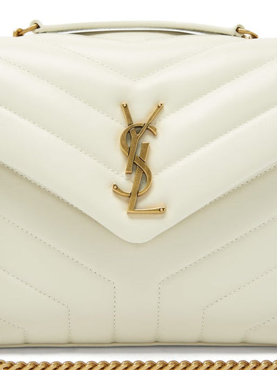 Saint Laurent Small Loulou Monogram Quilted Leather Crossbody White