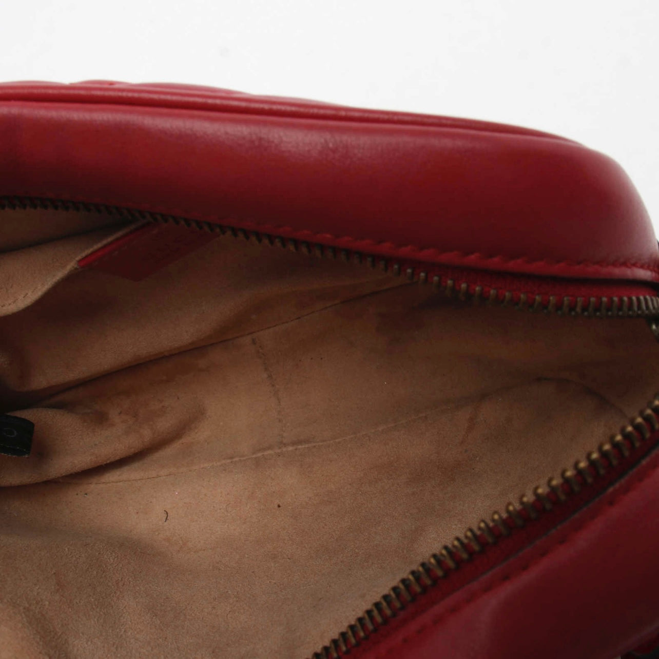 Gucci Calfskin Matelasse Mini GG Marmont Chain Shoulder Bag Hibiscus Red