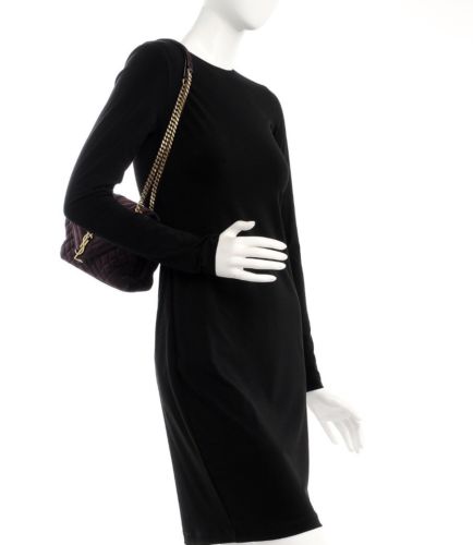 Saint Laurent Purple Monogram Quilted Matelassé Suede Envelope Satchel Triquilt - MyDesignerly