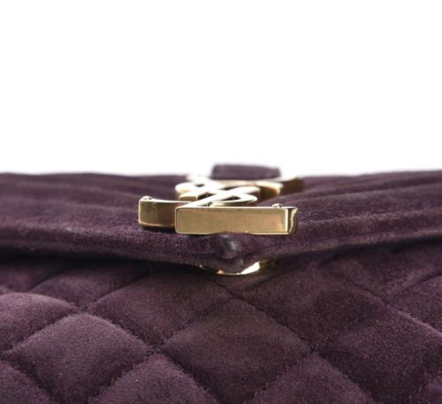 Saint Laurent Purple Monogram Quilted Matelassé Suede Envelope Satchel Triquilt - MyDesignerly