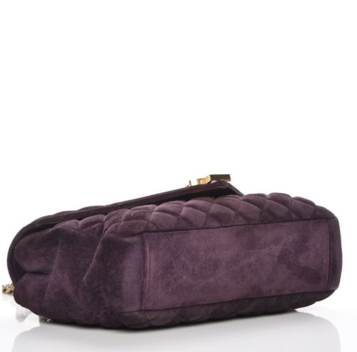 Saint Laurent Purple Monogram Quilted Matelassé Suede Envelope Satchel Triquilt - MyDesignerly