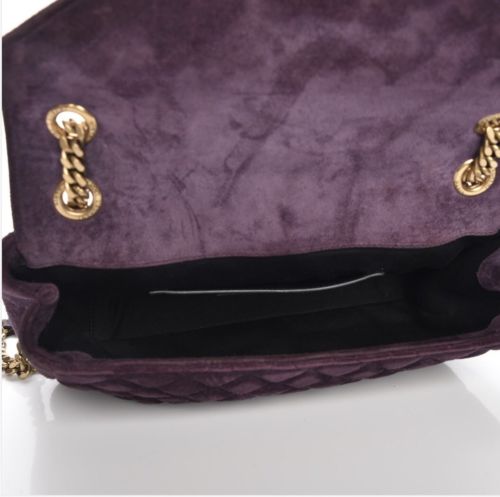 Saint Laurent Purple Monogram Quilted Matelassé Suede Envelope Satchel Triquilt - MyDesignerly