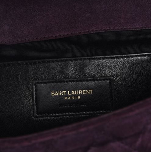 Saint Laurent Purple Monogram Quilted Matelassé Suede Envelope Satchel Triquilt - MyDesignerly