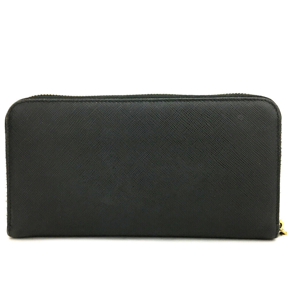 USED PRADA Saffiano Zip Around Wallet Black