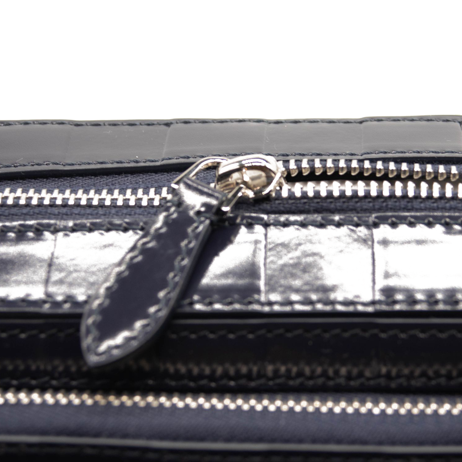 Burberry Paddy Check Embossed Leather Charcoal Blue