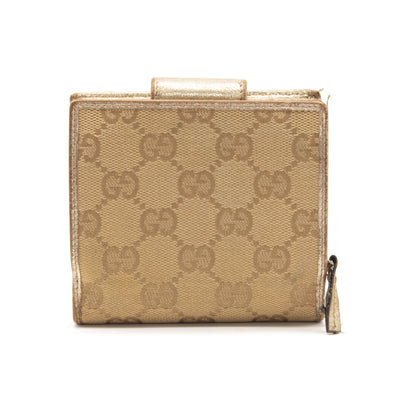 Gucci Monogram D Ring Compact Wallet Abbey Gold/Beige - MyDesignerly