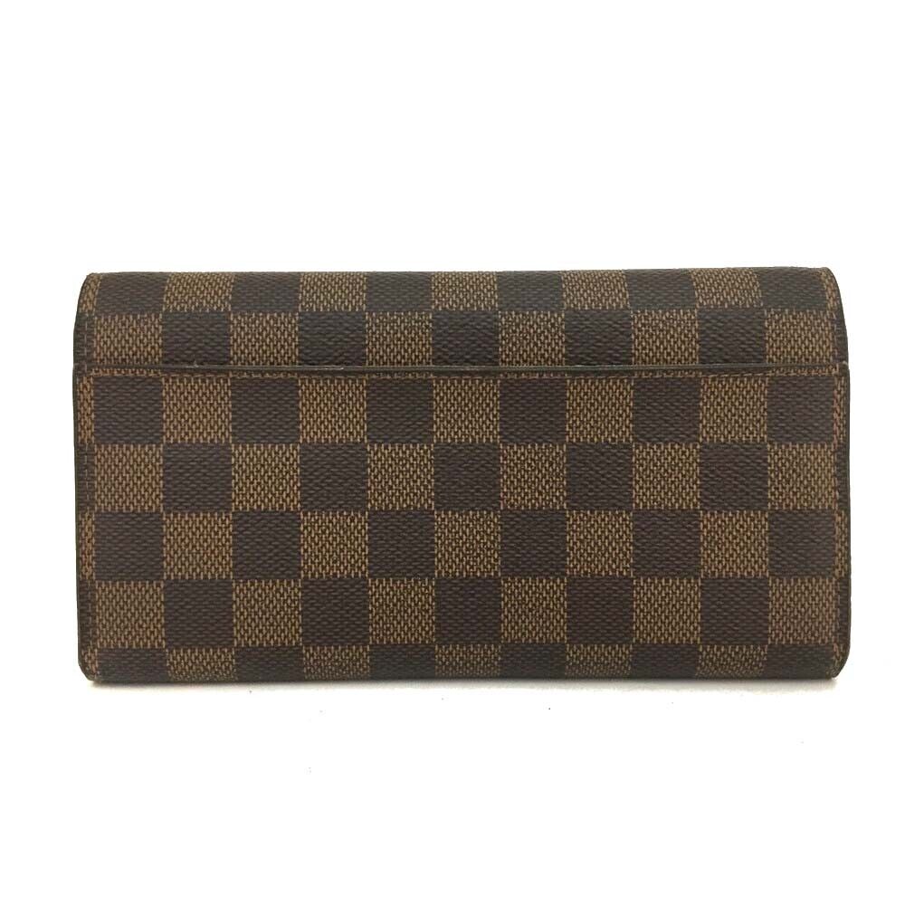 USED $720 LOUIS VUITTON Damier Ebene Sarah Wallet NM Rose Ballerine