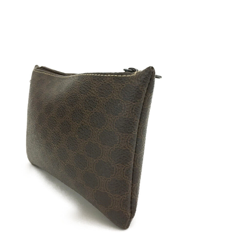 CELINE Triumph PVC Cosmetic Pouch Bag with Chain Wristlet