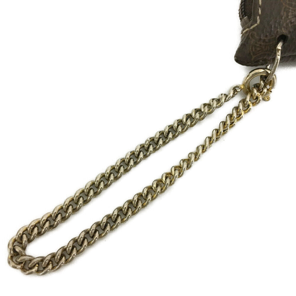 CELINE Triumph PVC Cosmetic Pouch Bag with Chain Wristlet