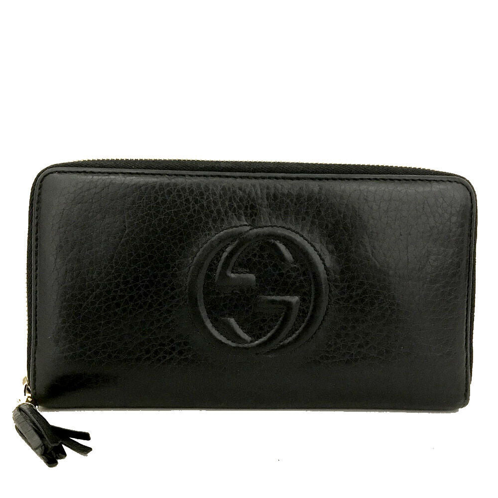 GUCCI Calfskin Soho Zip Around Wallet Black